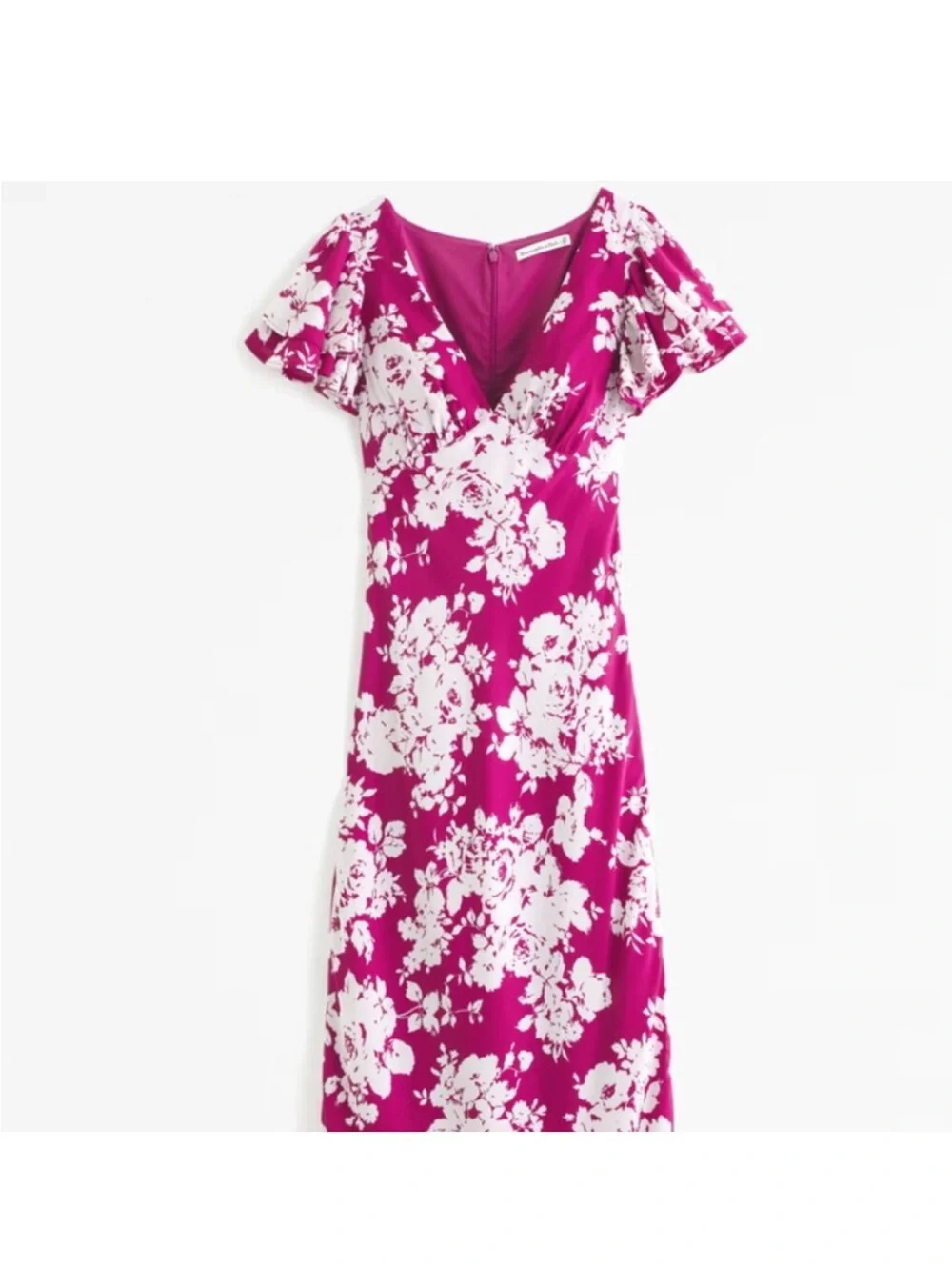 Abercrombie & Fitch Women's Size XL Pink Floral Ruffle Sleeve Slip Maxi Dress